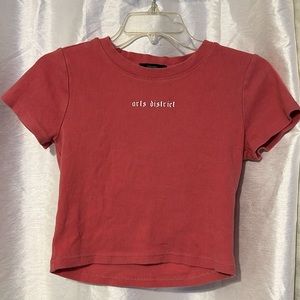 Forever 21 - S - Pink  Ribbed Cropped Graphic T-shirt